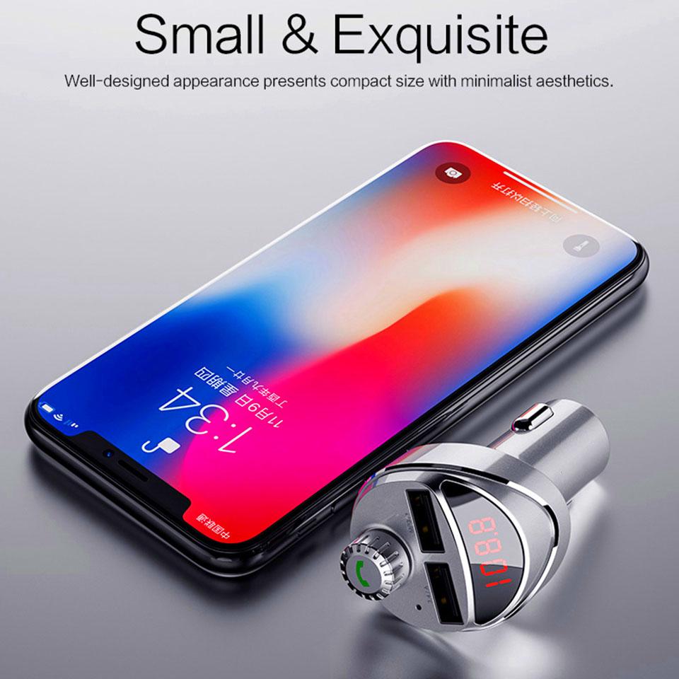 FM-sändare Bil Trådlös Bluetooth Radio Modulator Bilsats 3.4A Dubbel USB Billaddare Display Handsfree Aux Audio MP3-spelare