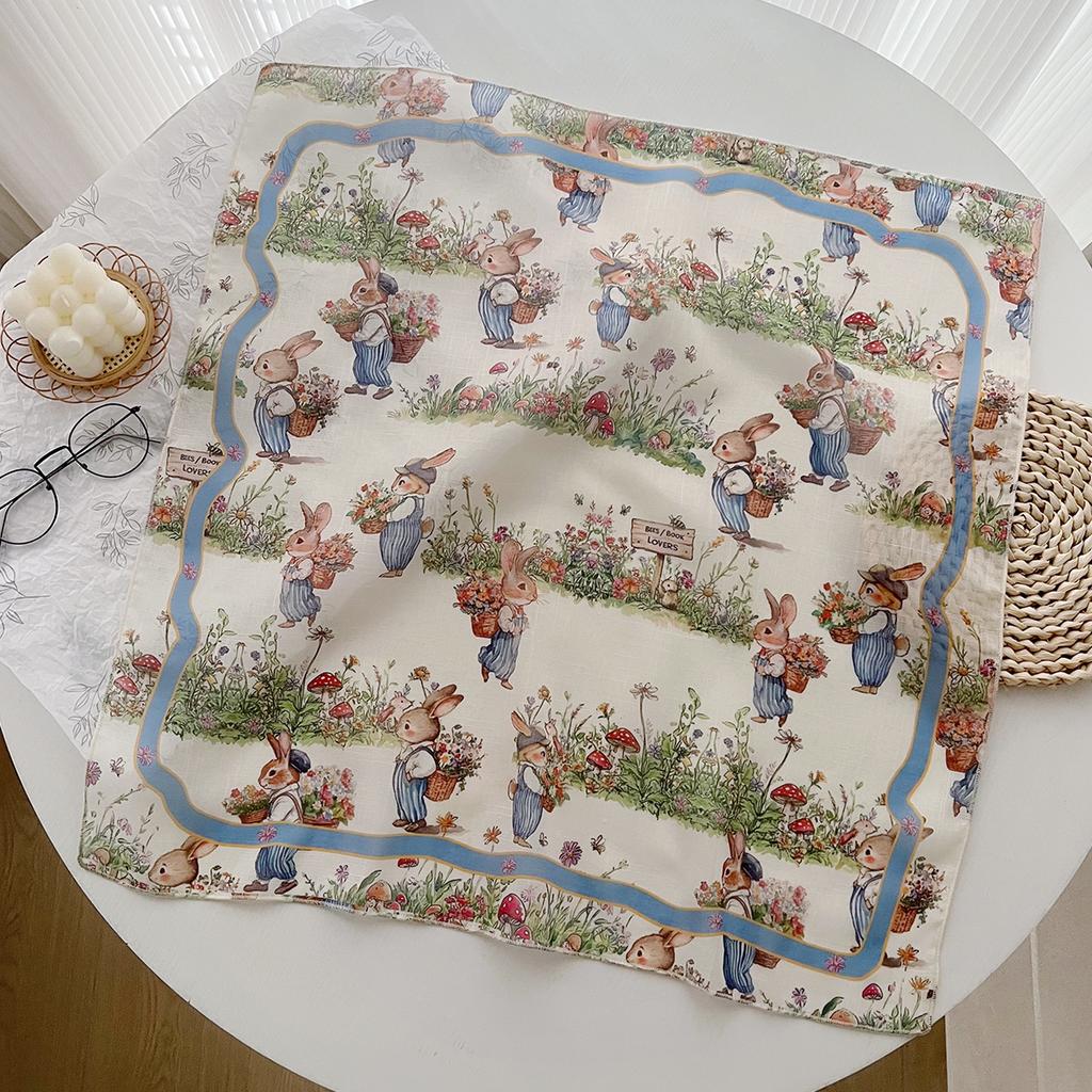 Foreign Style Versatile 58 Cotton And Linen Small Square Scarf Silk Scarf Women'S Spring And Summer Headband Scarf Decoration