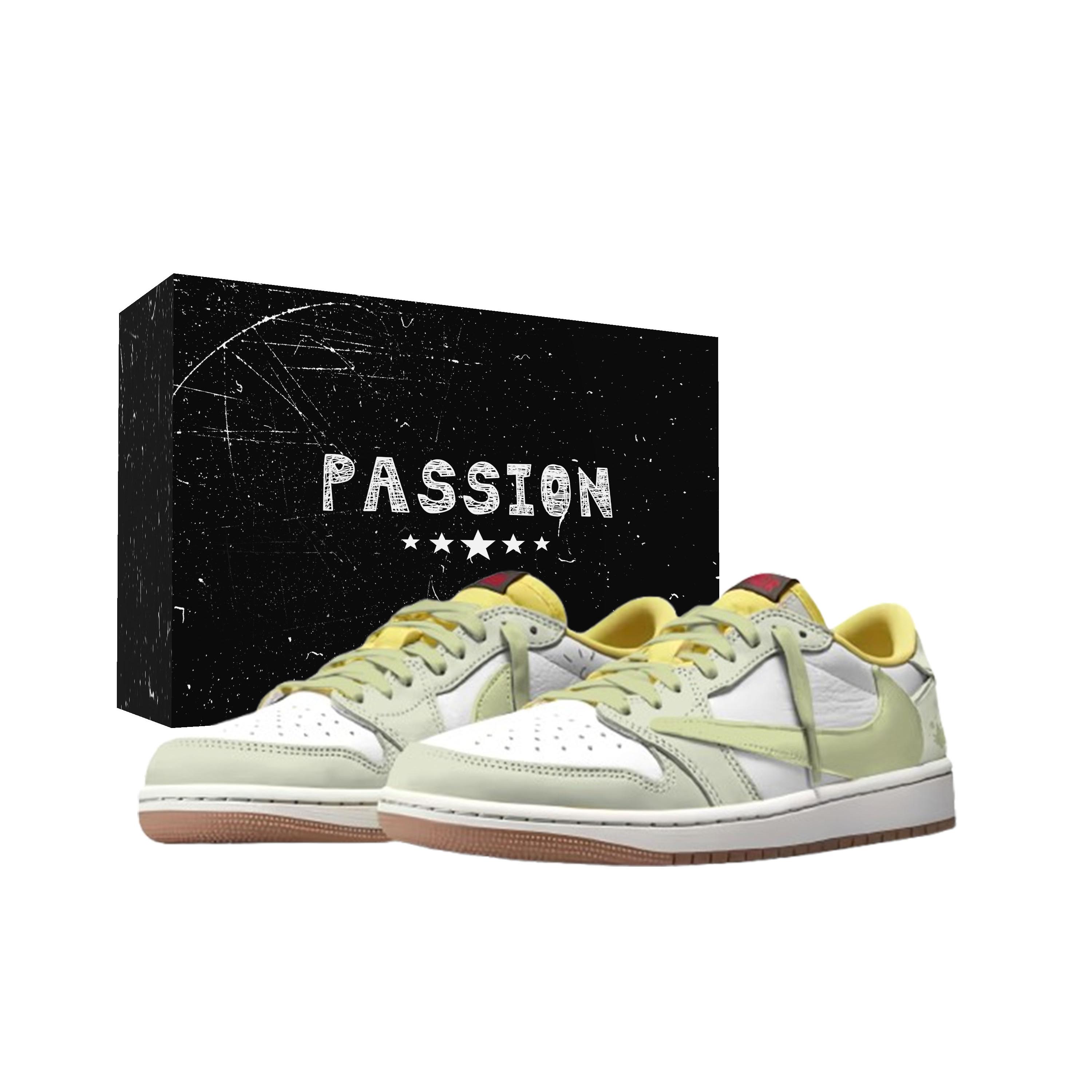 

Jordan x Travis Scott Air Jordan 1 Green Mango Hook Box Slip Resistant Low top Vintage Basketball Shoes Women s DZ4137-700(Team2042- ) 35.5