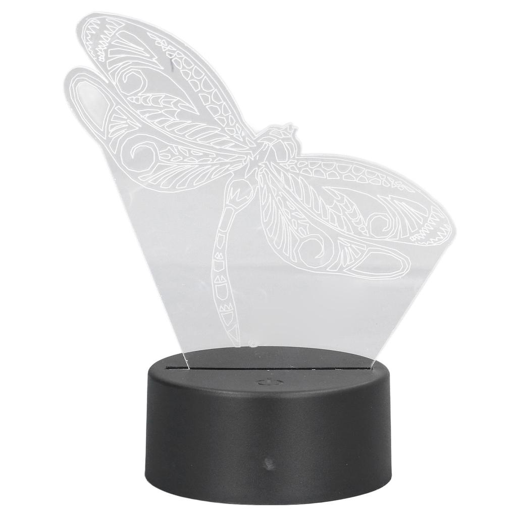 Dragonfly Pattern 3D Light 7 Color Changing LED Night Light USB Battery Powered 3D Decorative Lamp