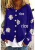 Autumn & Winter Chrysanthemum Embroidered Women's Knit Cardigan Sweater
