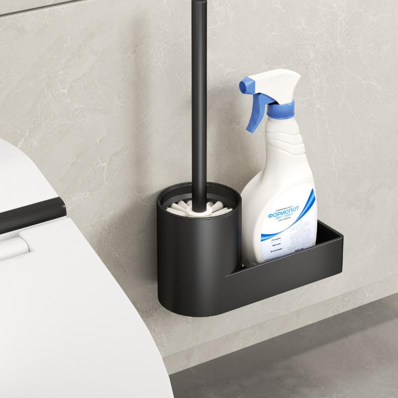 Toilet Brush Wall-mounted Rack Household No Dead Ends Bathroom No Punching Cleaning Toilet Brush Artifact