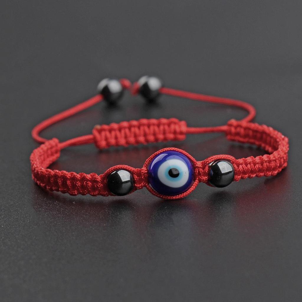 Popular Adjustable Woven Blue Devil's Eye Bracelet with Glass Bead