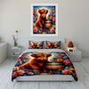Highland Cow Floral Bedding Set Bedding Duvet Cover Set Duvet Cover Pillowcases (1 * Duvet Cover 2 * Pillowcases, Without Duvet Insert)