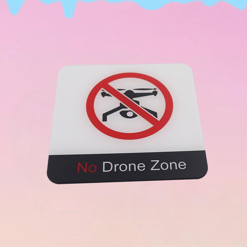 Acrylic Creative Signage No Drone Zone Sign Wall Label Sticker Warning Badge for Schools Airports Residences Private Clubs Government Agencies