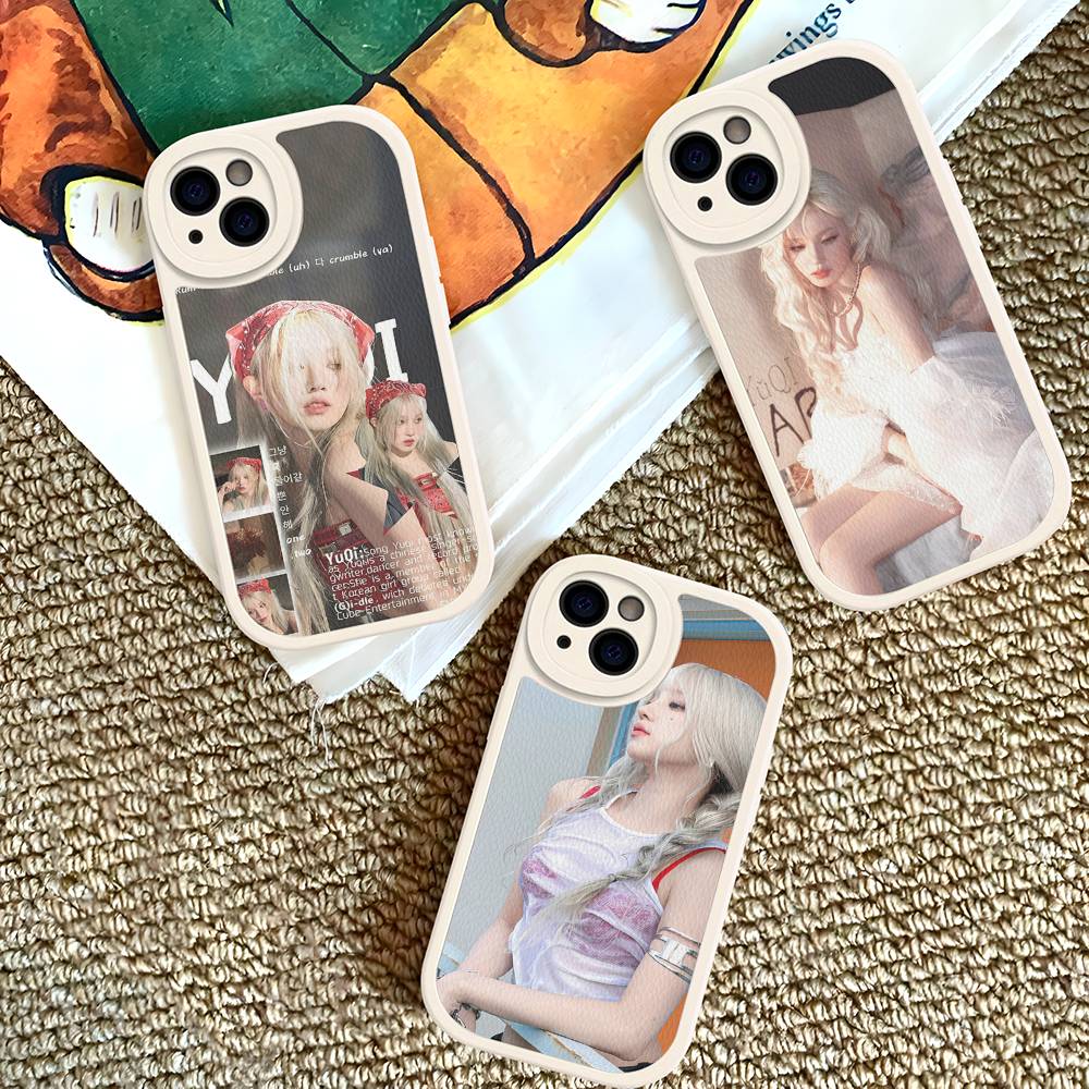 Korean Girl Group Song Yuqi Phone Case For iPhone 16 15 14 13 12 11 Pro Max Plus Leather Soft Cover