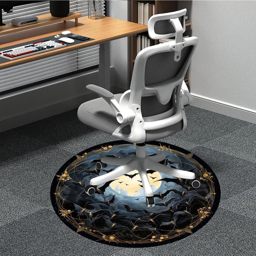 

1pc Bat Moon Night Print Chair Carpet for Office Non-Slip Mat for Office - Decorative Floor Mat yy251030211 80cm by 80cm
