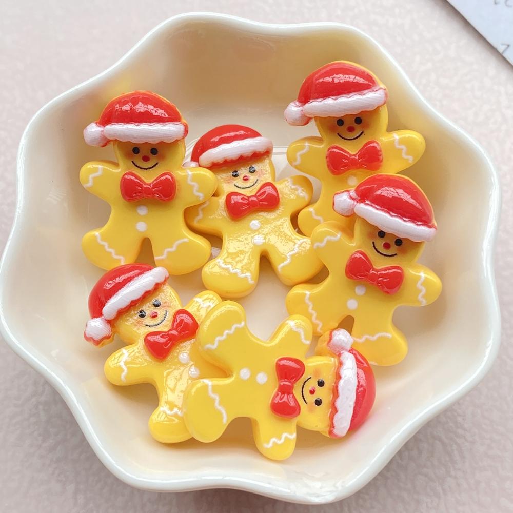 10Pcs New Cute Resin Cartoon Christmas Snowman, Tree Series Flat Back Scrapbooking DIY Jewelry Craft Decoration Accessories