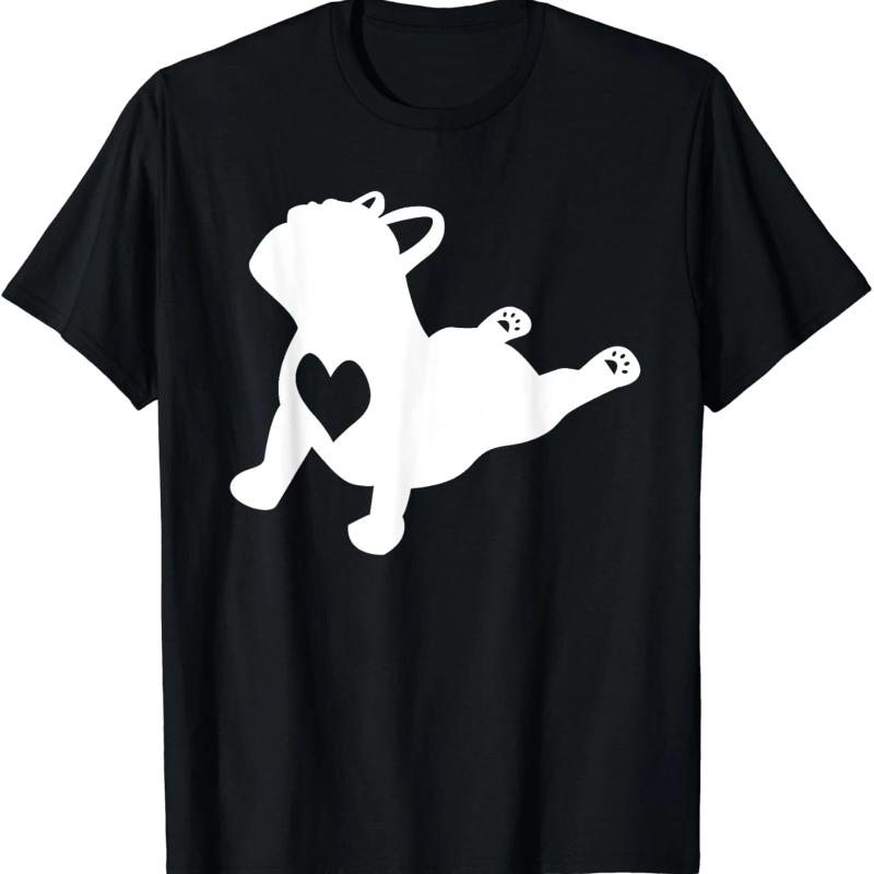Französische Bulldogge Yoga Pose Herz Französische Bulldogge Trainingsgeschenk T-Shirt Lustige Grafik T-Shirts Herren Kleidung Oberteile Hemden Streetwear