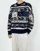 A MADE Pattern Mix Oversized Knit Sweater (Cream Navy)