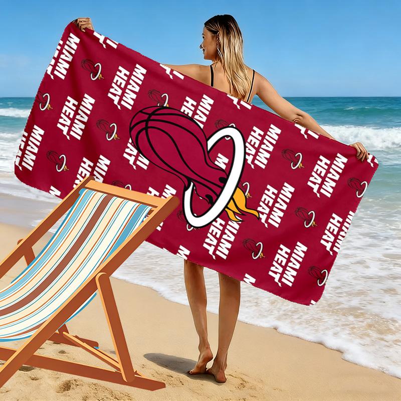 Miami Heat Print Beach Towel, Large Soft Quick Dry Towel for Beach Camping Swimming