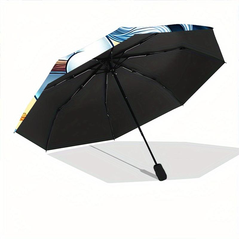 1pc Beautiful witch ghost Durable Cartoon Folding Umbrella, Portable 3-Fold Compact Umbrella for Men and Women, Suitable for Travel or Daily