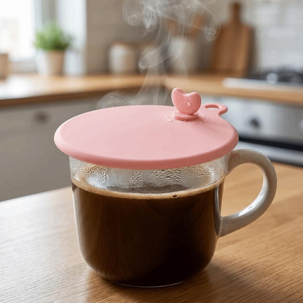2PCS Silicone Dustproof Cup Lid Heat-Resistant Flexible Drinking Glass Cover Decorative Round Mug Sealed Cap For Ceramic Cup