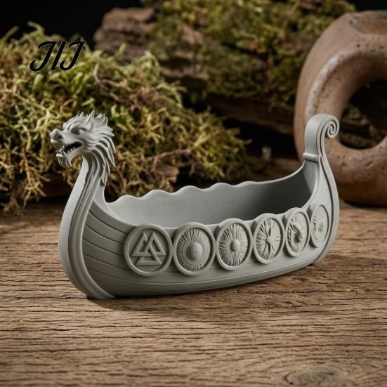 Resin Entryway Key Tray Dragon Boat Storage Case, Decorative Space Saving Desktop Jewelry Bowl Organizer, Matte Finish Sculpture for Home Office