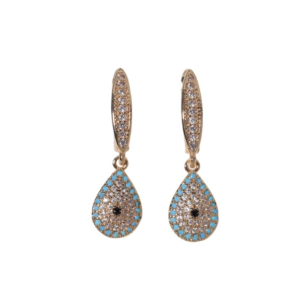 1 Paar Mode Böser Blauer Augen Hängeohrringe für Damen Zirkonia Ohrring Schmuck Hochzeit Party Zubehör