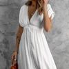 Women Maxi Dress Long Holiday V Neck Beach Buttons Ladies Summer Sundress