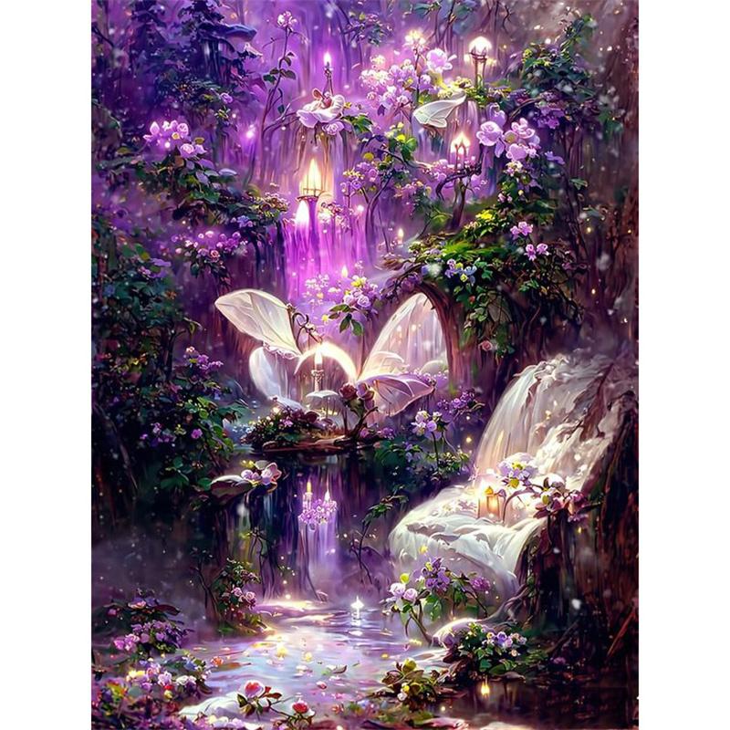 5D DIY Diamantmaling Naturlandskap Husbygning Diamantbroderi Maling Full Rund Diamantmosaikk DIY Hjemmedekor Gave