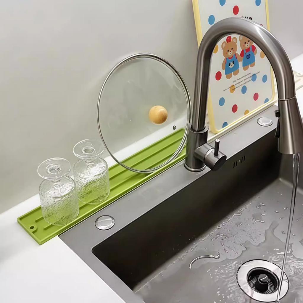 Silicone Sink Drain Pad Kitchen Pot Lid Spatula Organiser Holder Bottle Cup Drainer Support Rack Narrow Slit Anti Slip Tray