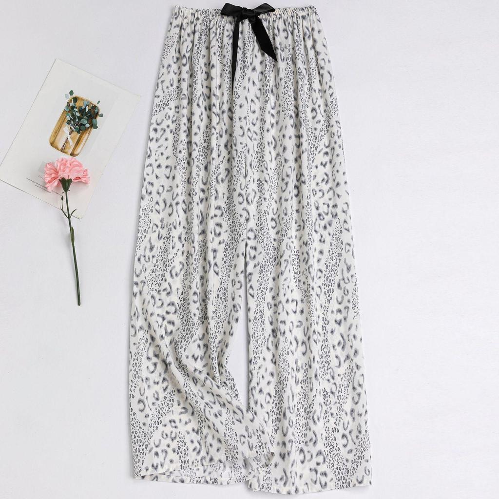 Women's Floral Cotton Silk Pajama Pants, Mosquito Repellent, Outdoor & Home Wear, Plus Size, Lightweight Summer Style.