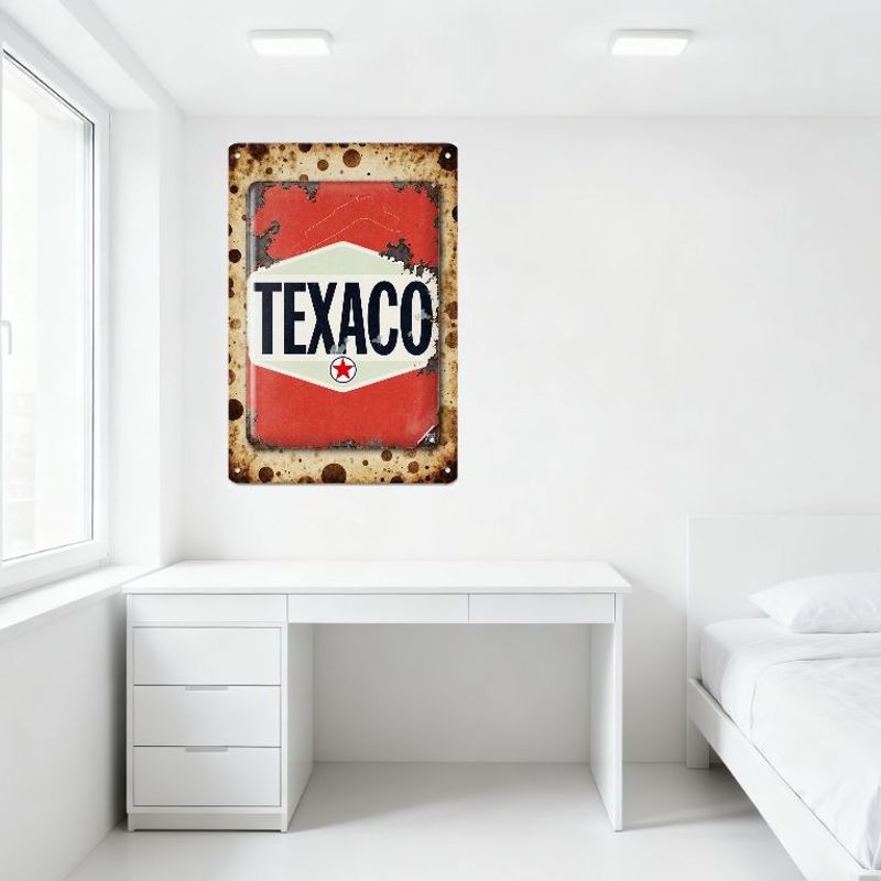 Vintage Texaco Metal Tin Sign Distressed Aged Retro Roadside Sign for Bar Pub Home Cafe Wall Decor 12x18 Inch