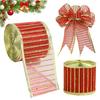 Wired Ribbon for Seasonal Decor Stripe Sequin Christmas Ribbon, Glitter Polyester Fabric Wide Craft Decorative Gift Wrapping Ribbons Wreath