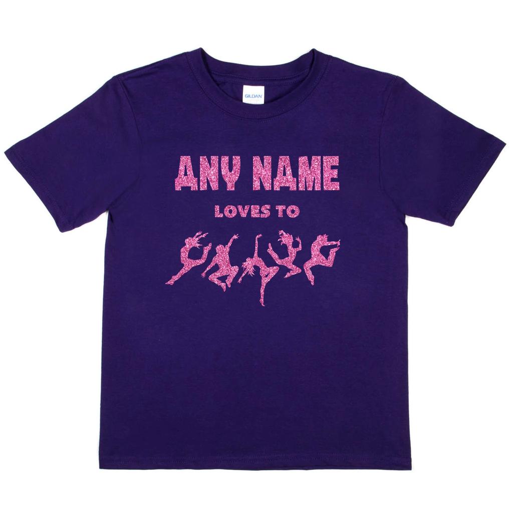 Kids Personalised T-Shirt Dance Any Name Loves Dance Great For Dance Schools