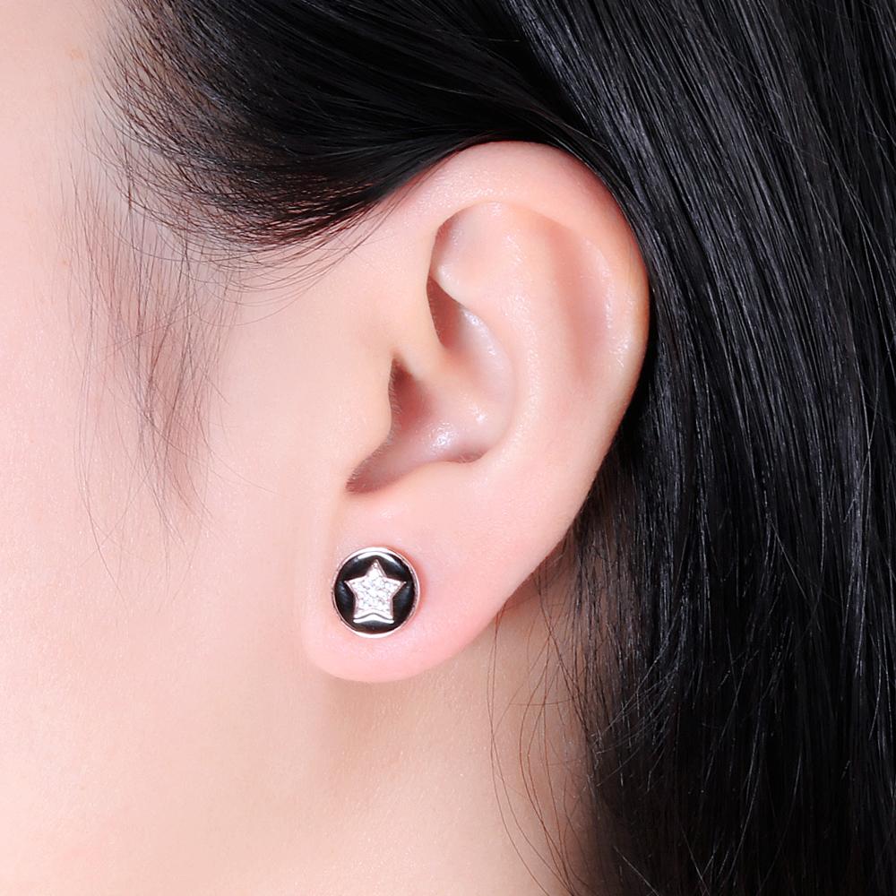 Orecchino a lobo stella in argento sterling 925 smaltato zircone cubico aspetto alla moda gioielli raffinati per ragazze bel regalo