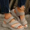 New Summer Women's Casual Wedge Heel Flat Soled Plus Size One Strap Sandals