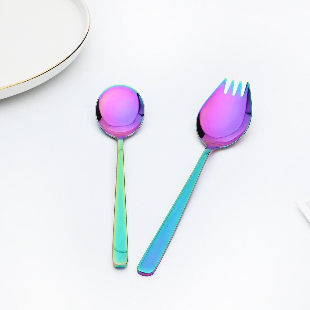 7pcs 18/10 Dinnerware Set Mirror Colorful Stainless Steel Tableware Set Knife Fork Dessert Spoon Flatware Food Safe Cutlery Set