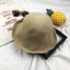 New Fashion Bucket Hat Spring Summer Hollow Knitted Hat Solid Color Sunhat Fisherman Caps Casual Foldable Beach Cap