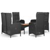 Vidaxl 5-Cz. Garden Furniture Set With Cushions, Black, Poly Rattan