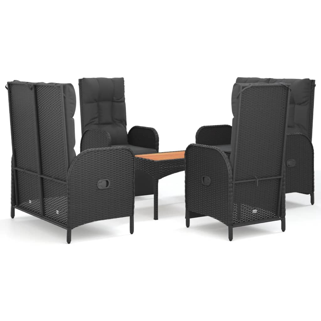 Vidaxl 5-Cz. Garden Furniture Set With Cushions, Black, Poly Rattan