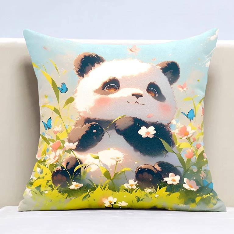 Cute Panda Pillowcase Dormitory Decoration Office Living Room Sofa Home Pillowcase
