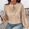 Women's Fashion Casual Spring Autumn Solid Color Print Long Sleeve V-Neck Blouses  Shirts