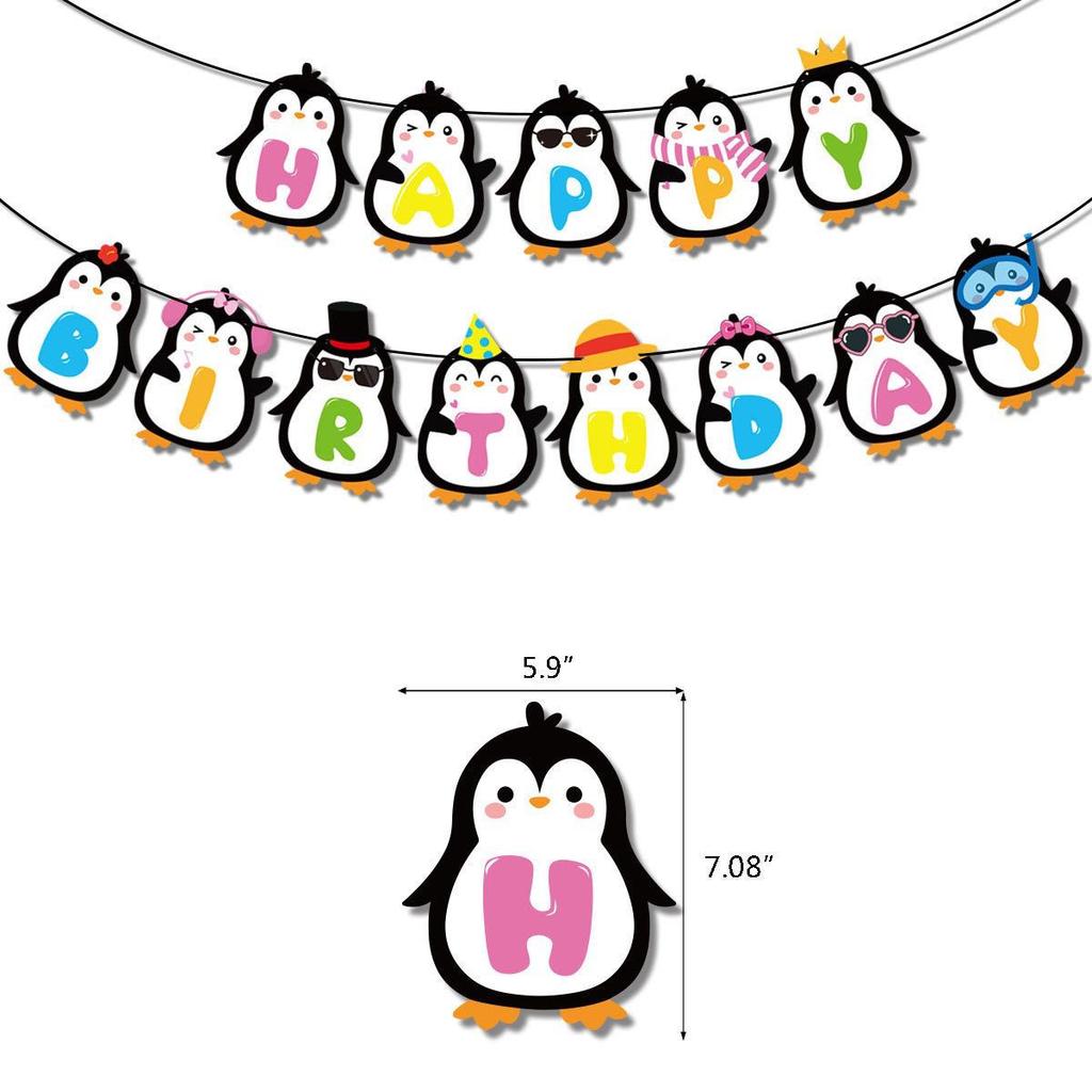 Penguin-themed Party Decoration Set, Penguin Banner Cake Insert, Balloon Set, Children's Birthday Party Supplies
