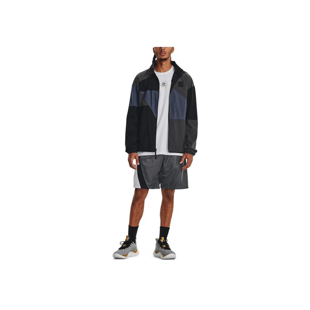 Under Armour Colorblock Logo Stand Collar Long Sleeve Jacket Men Jackets Black 1377304-001