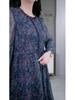 Spring Floral Long Sleeve Chiffon Dress for Middle-Aged Mothers