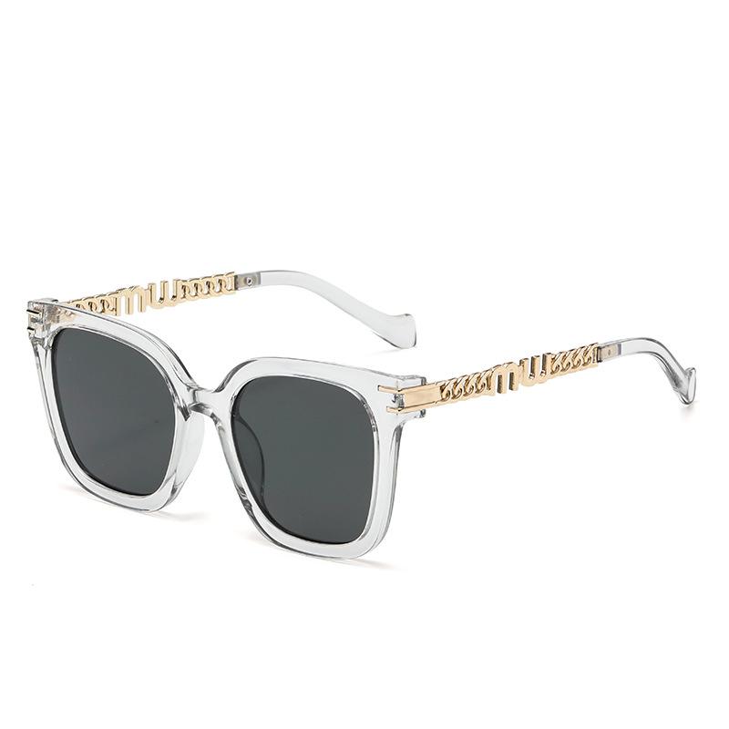 Big Frame Square Sunglasses Women Fashion Vintage Trending Sun Glasses Luxury Brand Designer Metal Chains Elegant Shades Uv400