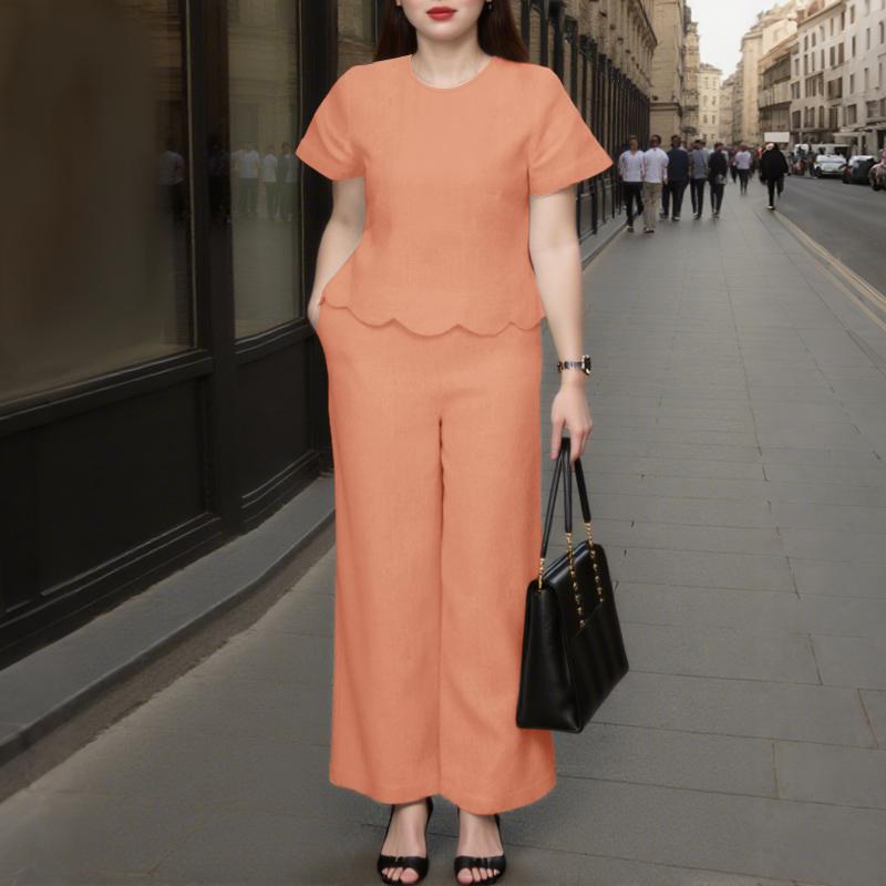 ZANZEA Women Short Sleeve T-Shirt and Pants Casual Two Piece Suit Set