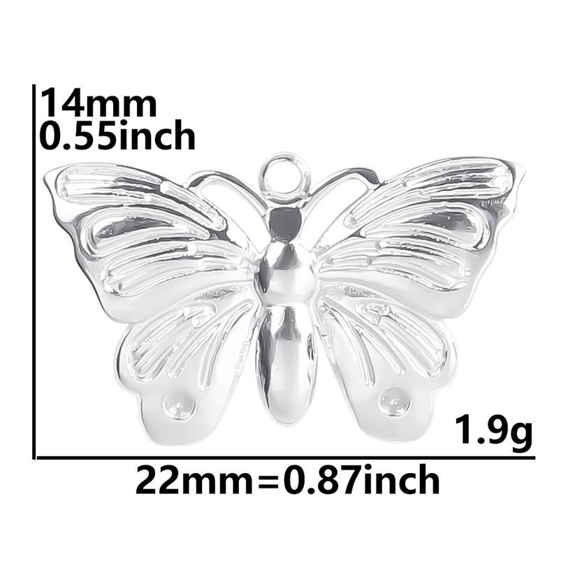 6pcs/Lot Insect Pendant Silver Color Stainless Steel Butterfly Charms For Jewelry Making Supplies DIY Necklace Earrings Pendants