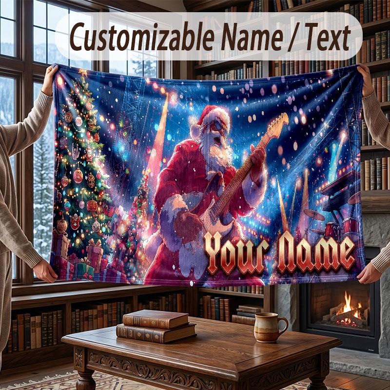 Music Theme Throw Blanket Custom Name Text Personalized Blanket Soft Cozy Blanket for Home Sofa Bed