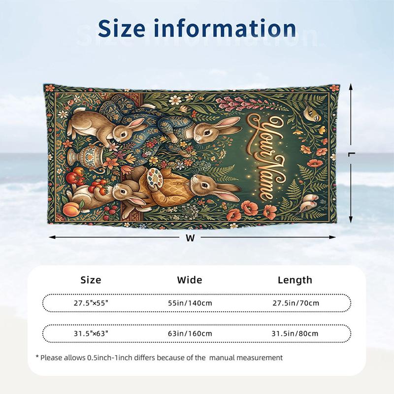 Forest Nature Theme Beach Towel Personalized Custom Name & Text Soft Quick Dry Beach Towel for Swimming Travel