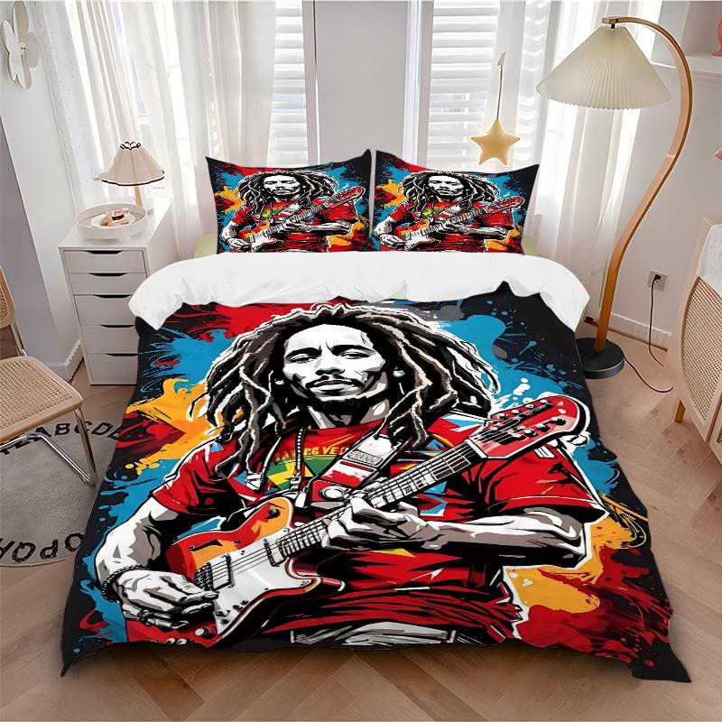 3pcs Vibrant Colors of Music Printed Bedding Set, Soft and Comfortable Quilt Cover for Bedroom, Guest Room (1 Duvet Cover + 2 Pillowcases, P