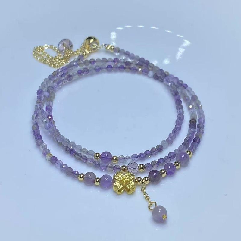 

Natural crystal jewelry Amethyst Aurora faceted three-circle ultra-fine pull-out bracelet bracelet