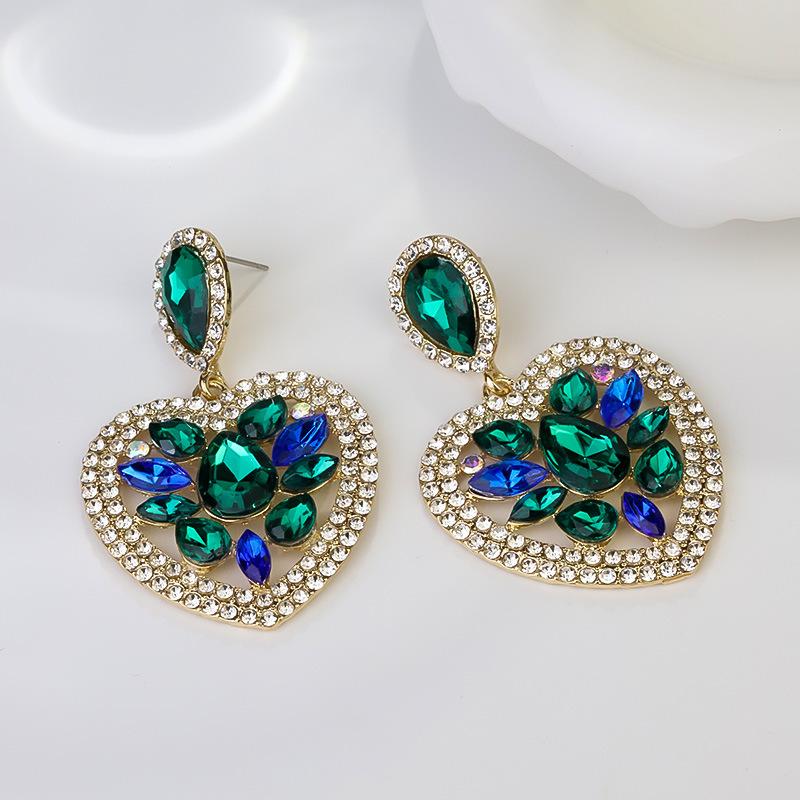 Boucles d'oreilles pendantes Zircon Fleur Colorée pour Femmes, Boucles d'oreilles pendantes Statement pour Fête & Usage Quotidien