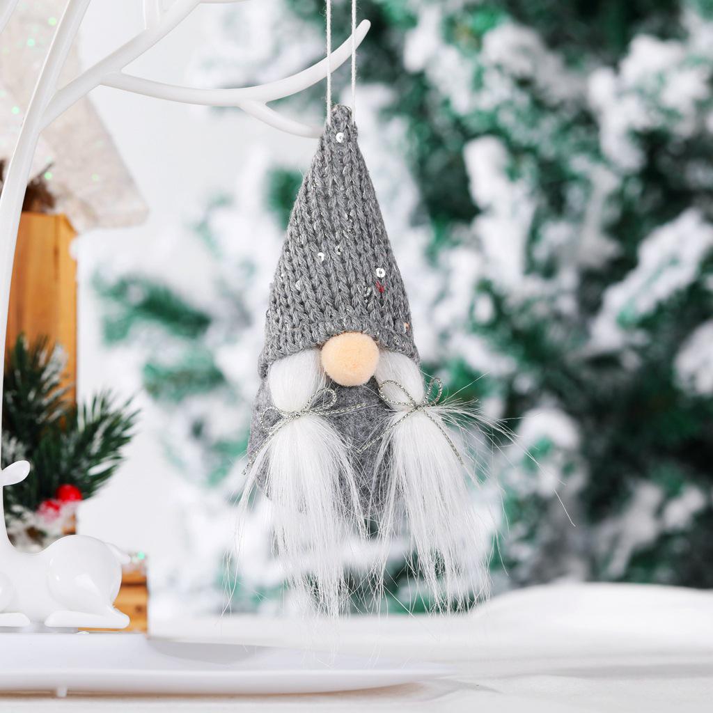 Knitted Sequin Santa Claus Doll Pendant - Festive Christmas Decoration