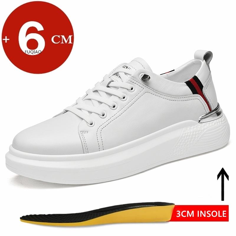 Cowhide Men Sneakers Elevator Shoes Hidden Heels Breathable Heightening Shoes 6cm Taller Shoes Men Leisure Lift Sports