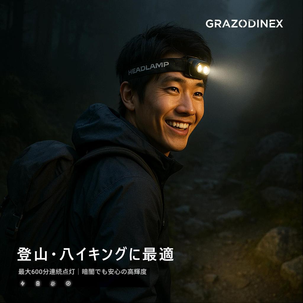 Rechargeable LED Headlamp with 600 Minutes of Continuous Angle USB Fast for Night and Emergency Preparedness Lightweight, White/Yellow/Red/Blue Light,