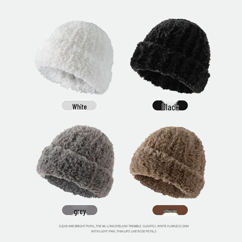 WTEMPO Soft Women's Winter Knit Hat Cold-Proof Warm Plush Ear Protection Loose Fit Versatile Fits Large Heads Face-Slimming Design Casual Hats