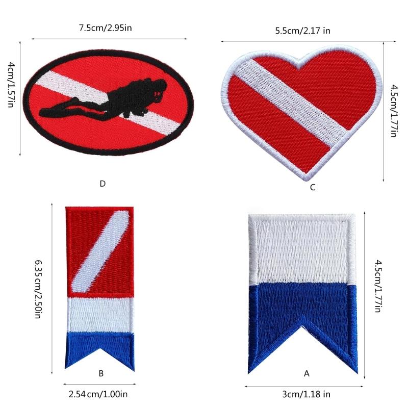 Scuba Diving Dive Flag Embroidered Patches Flag Iron On Diving Flag Patches Embroidered Diver Badge